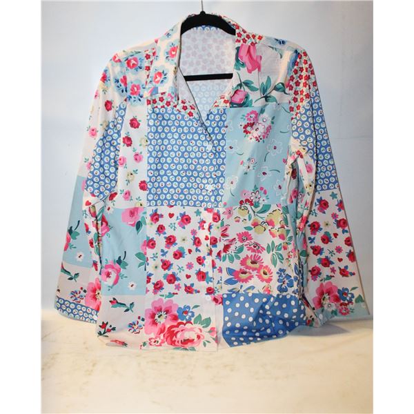 SZ. L BUTTON DOWN AUTUM PATCHWORK BLOUSE