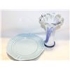 Image 1 : MURANO STYLE SWUNG VASE & STONEWARE PLATE