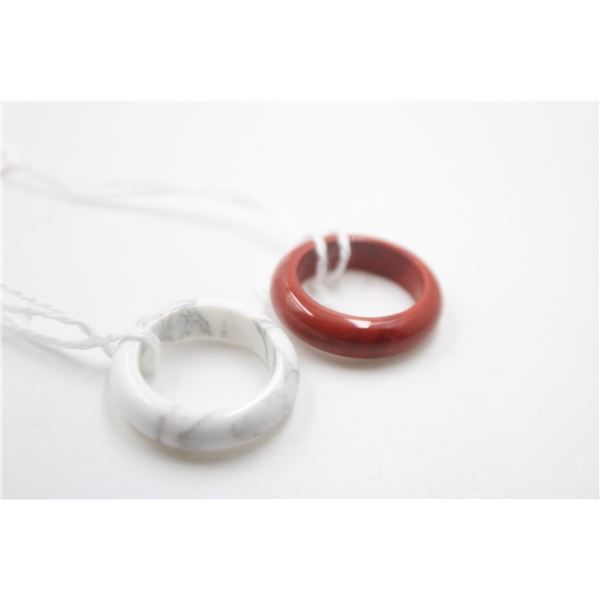 #248- NATURAL CAMELIAN & WHITE TURQUOISE  RING 2PC