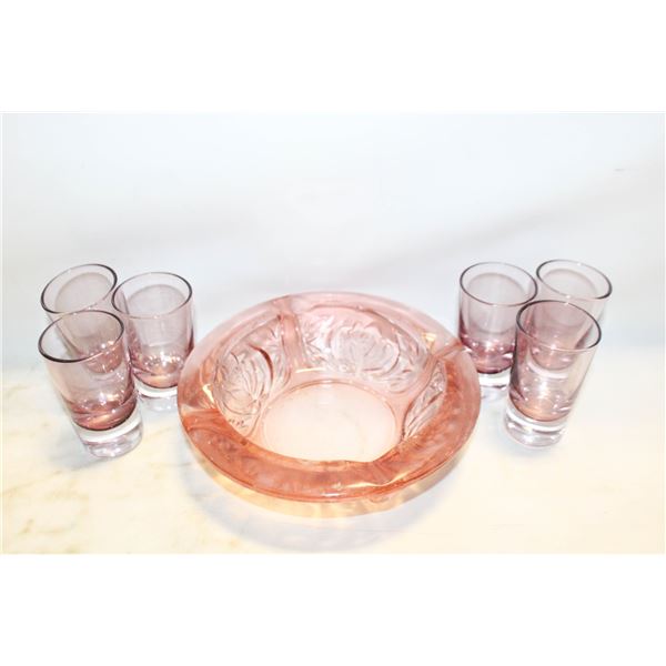 VTG. INDONESIA PINK DEPRESSION ASHTRAY & MORE