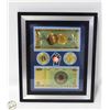 Image 1 : GOLD PLATED NOVELTY BITCOIN & NOTES FRAMED DISPLAY