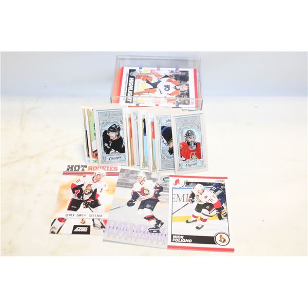 OVER 80 COLLECTOR HOCKEY CARDS IN PLASTIC CASE