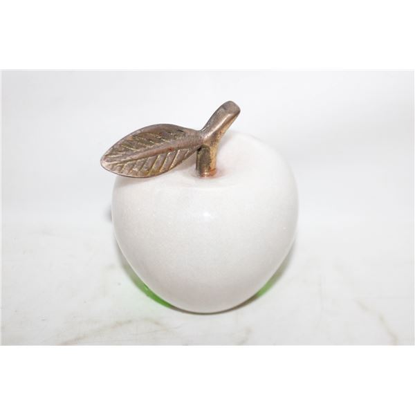 MARBLE STONE APPLE WITH BRASS STALK 4.2” TALL