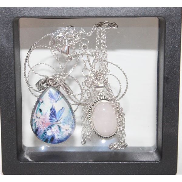 BUTTERFLY TEARDROP NECKLACE & MILKY QUARTZ