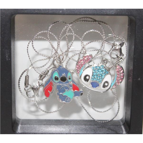 DISNEY TWO STITCH NECKLACES 1 IS RHINESTONE