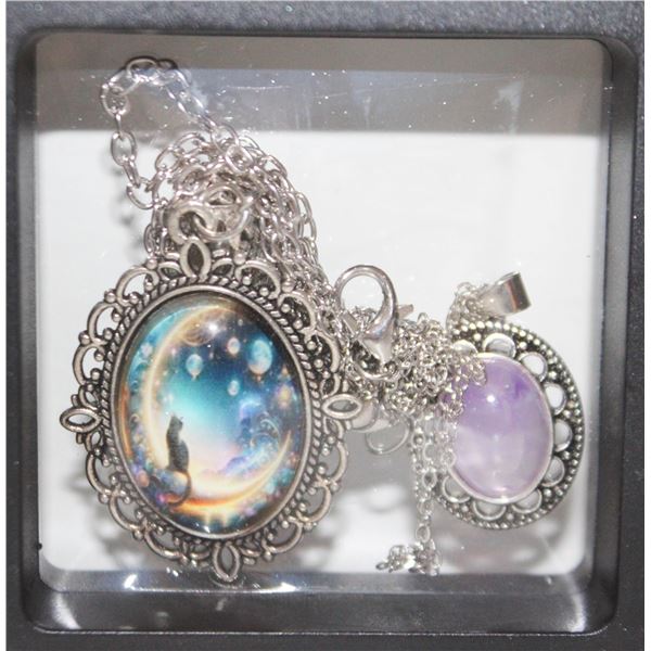 UNIVERSE CAT NECKLACE & AMETHYST NECKLACE