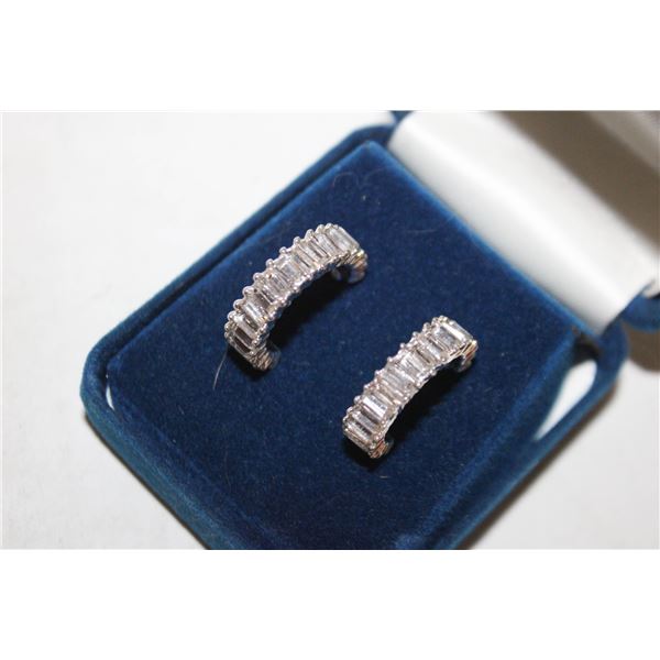 OPEN HOOP CRYSTAL BAGUETTE EARRINGS