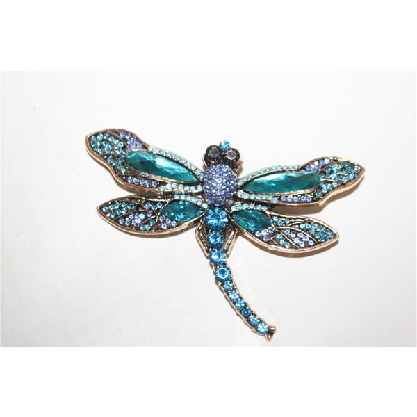 GREEN & BLUE LARGE DRAGONFLY BROOCH