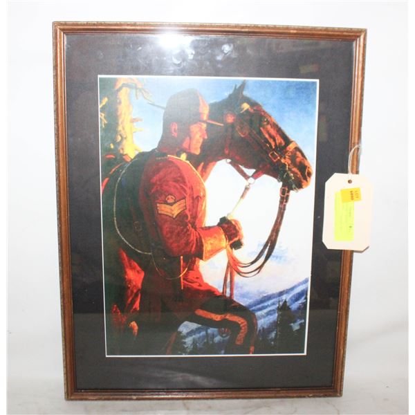 FRAMED PICTURE CANADA MOUNTIE WITH