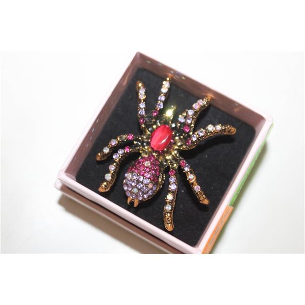 NEW PINK TONES TARANTULA SPIDER BROOCH CAT