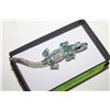 Image 1 : NEW TEAL SILVER TONE RHINESTONE FILLED CROCODILE