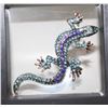Image 1 : NEW LIZARD TEAL ROYAL BLUE RHINESTONES BROOCH