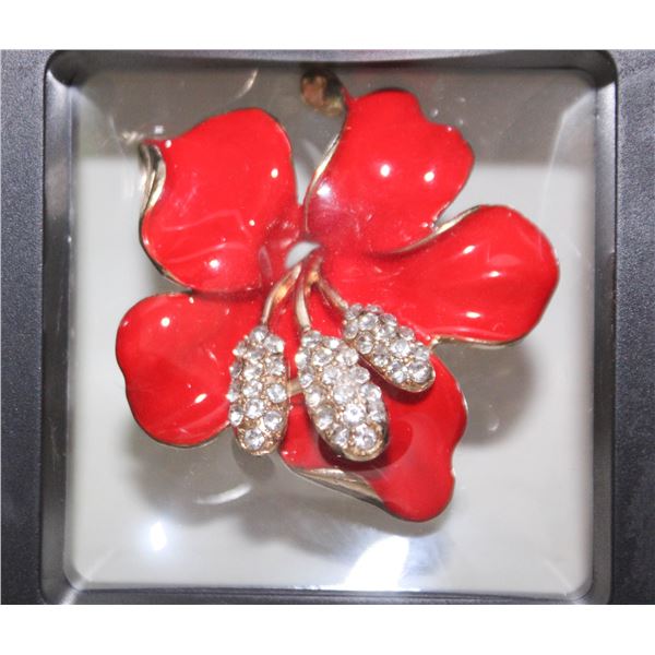 NEW FLOWER BROOCH RED SOCIETY LADIES