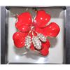 Image 1 : NEW FLOWER BROOCH RED SOCIETY LADIES