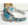 Image 2 : 22) SILVER TONE WITH TURQUOISE CUFF
