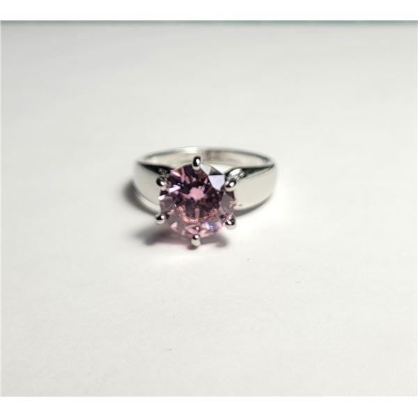 24) PINK CZ PRINCESS CUT SOLITAIRE SIZE 8 RING