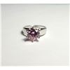 Image 1 : 24) PINK CZ PRINCESS CUT SOLITAIRE SIZE 8 RING