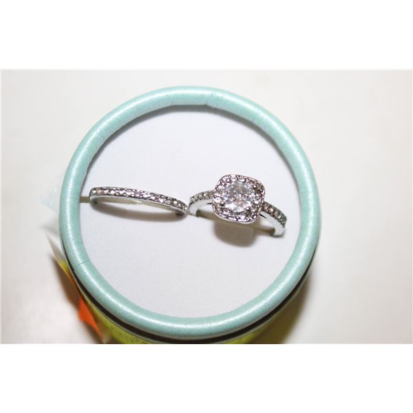 CUSHION CUT HALO RING W ETERNITY RING SZ, 5,5