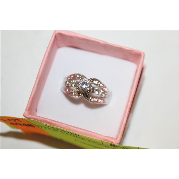 1 CT CZ CENTER STONE COCKTAIL RING SZ, 9