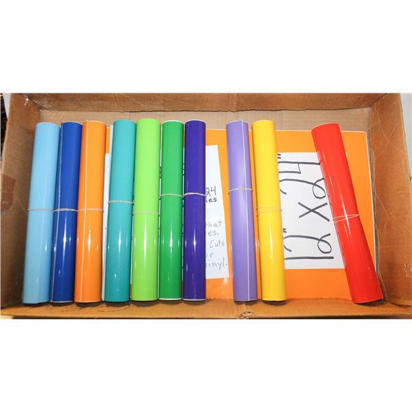 24 SHEETS OF 12X24 INCH VINYL IN 10 COLOURS