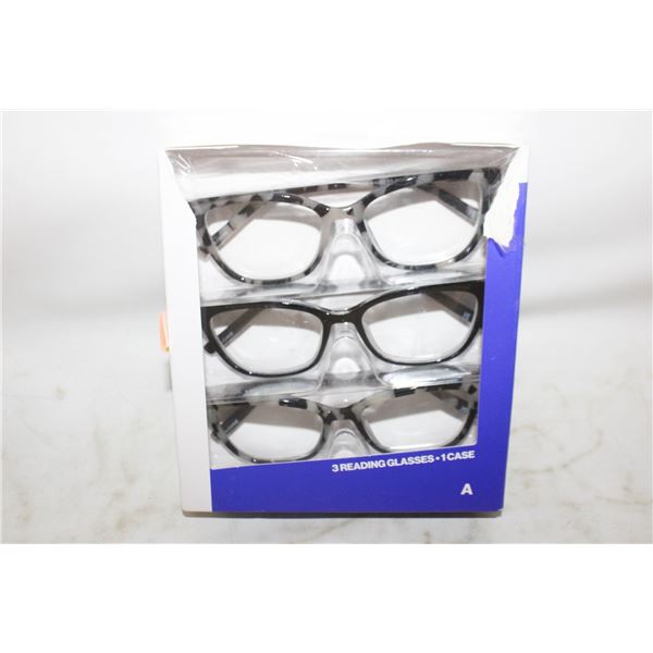 FOSTER GRANT 3 READING GLASSES, 1 CASE, +2.50 LDS