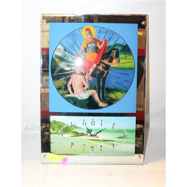 MIRRORED ROMAN STYLE SCENE WALL CLOCK