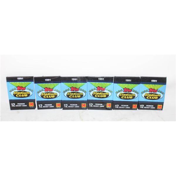 6 SEALED TOPPS HOCKEY 1991 12 PREMIUM CARDS PER PK