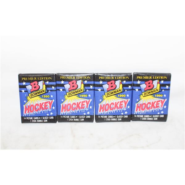 4 SEALED BOWMAN HOCKEY 1990 14 CARDS 1 GLOSSEY &