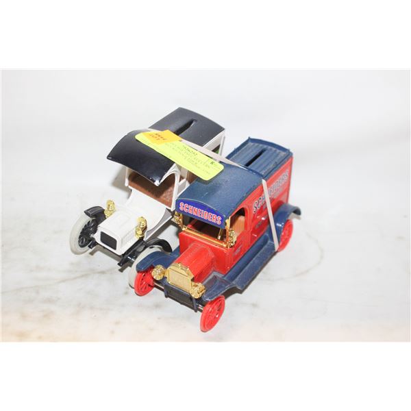 2 ERTL VINTAGE DIECAST COIN BANK TRUCKS TOGETHER
