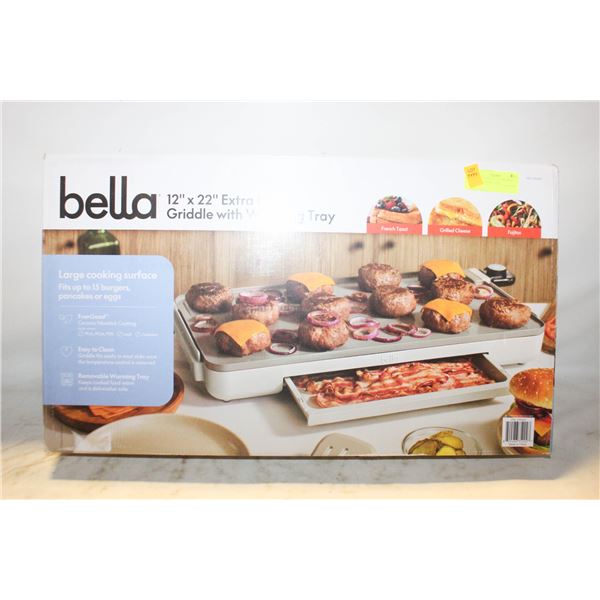 BELLA 12IN X 22IN XL GRIDDLE WITH WARMING TRAY