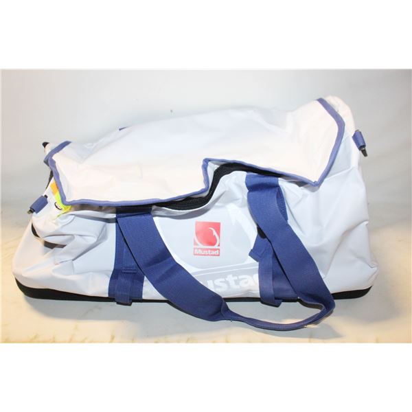 MUSTAD BLUE WHITE BLACK DUFFLE STYLE BAG