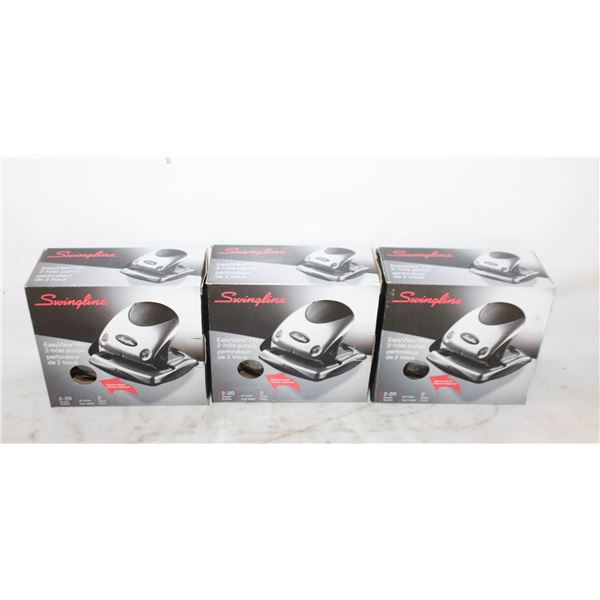3 NEW SWINGLINE 2 HOLE PUNCH