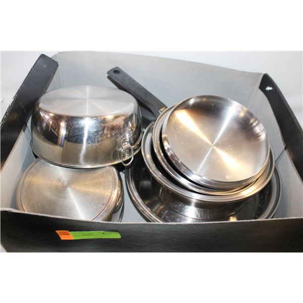 FLAT OF STAINLESS-STEEL POTS & PANS