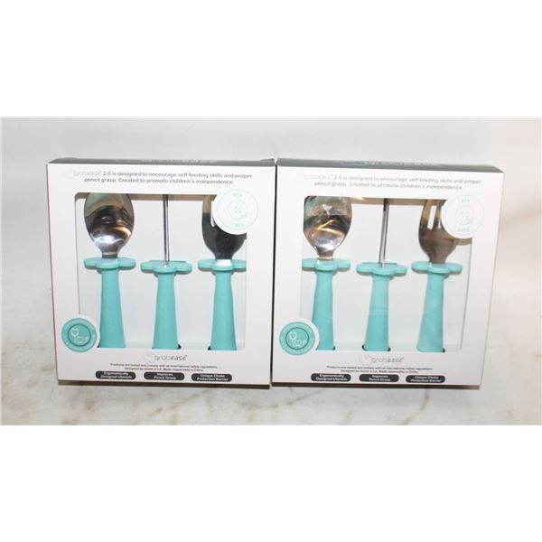 2 NEW 3PC BPA FREE CHILDRENS CUTTLERY SETS