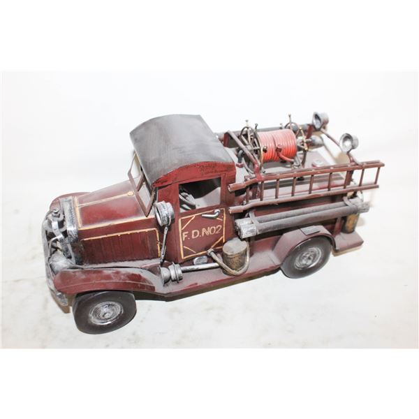 METAL FIRE TRUCK MODEL (MADE TO APPEAR ANTIQUE)