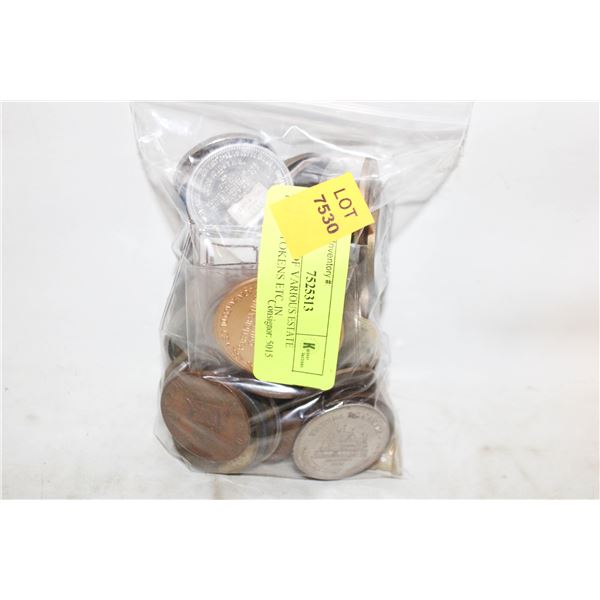 2 POUNDS OF VARIOUS ESTATE TRADE TOKENS ETC. IN