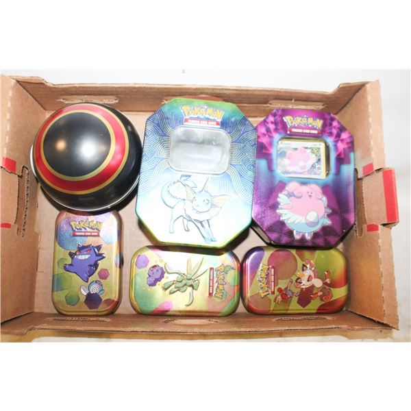 6 POKÉMON CONTAINERS WITH A FEW CARDS