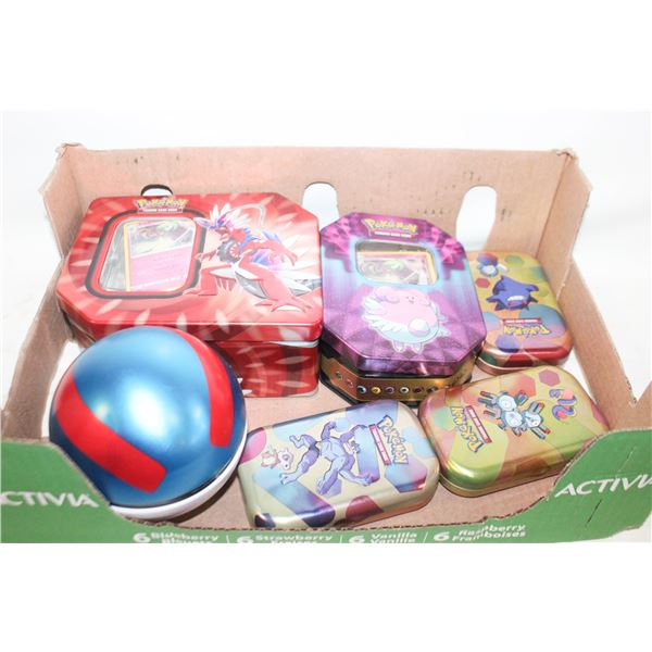 6 POKÉMON CONTAINERS WITH A FEW CARDS