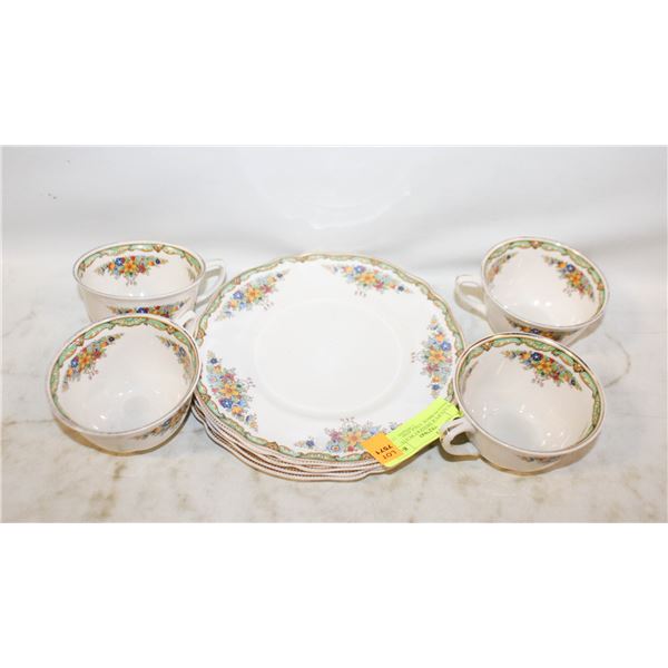 4 TEACUPS & DESSERT PLATE JOHNSON BROS. ENGLAND