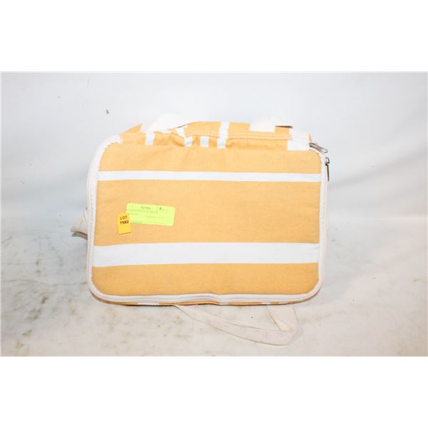 YELLOW STRIPED OUTDOOR COOLER BAG