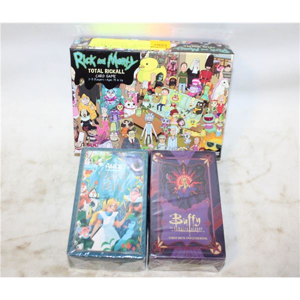 LOT OF 2 TAROT CARD SETS & RICK & MORTY GAME