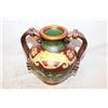 Image 1 : DECORATIVE CERAMIC VASE W/ORNATE HANDLES & PAINTED