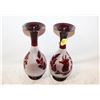 Image 1 : 2 VINTAGE RED FLASHED GLASS VASES