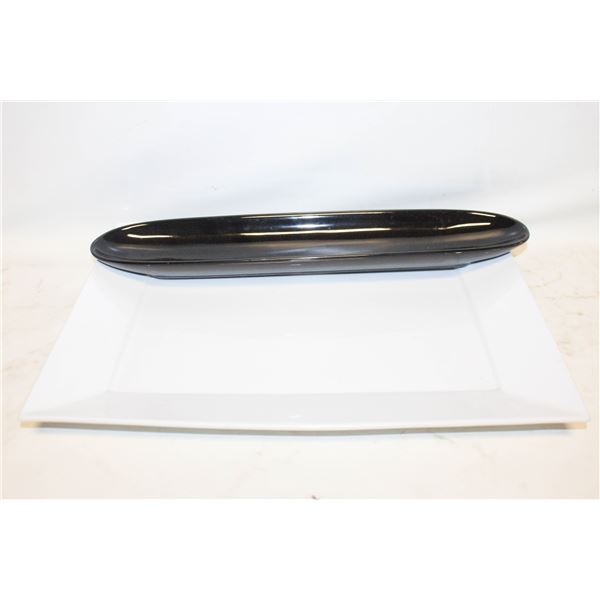 WHITE PORCELAIN 18" SERVING TRAY+FRENCH BREAD PLA