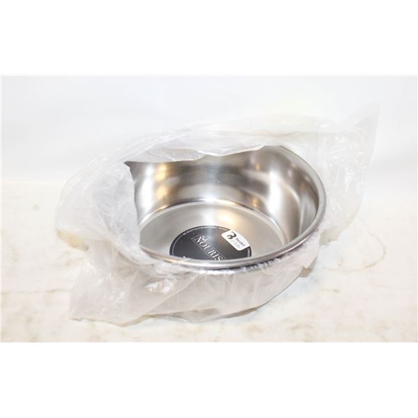 TWO LARGE STAINLESS DOG BOWLS