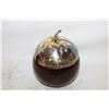 Image 1 : VINTAGE COLORED GLASS + SILVER PLATED SUGAR DISH