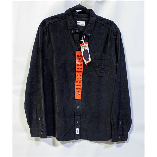 NEW FRANK MENS BUTTON UP SHIRT BLACK SIZE MEDIUM