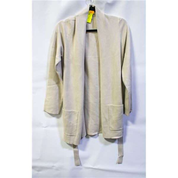 COMO VINTAGE WOMENS CARDIGAN WITH TIE BEIGE SZ XS