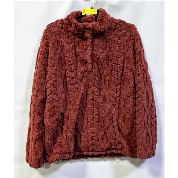 32 DEGREE WOMENS 1/4 BUTTON UP TOP MAROON SIZE LG