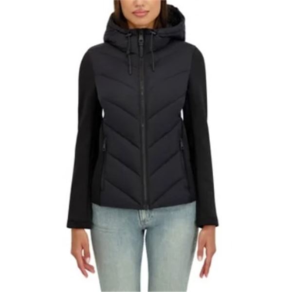 NEW DKNY WOMENS X SMALL MIX MEDIA JACKET - BLACK